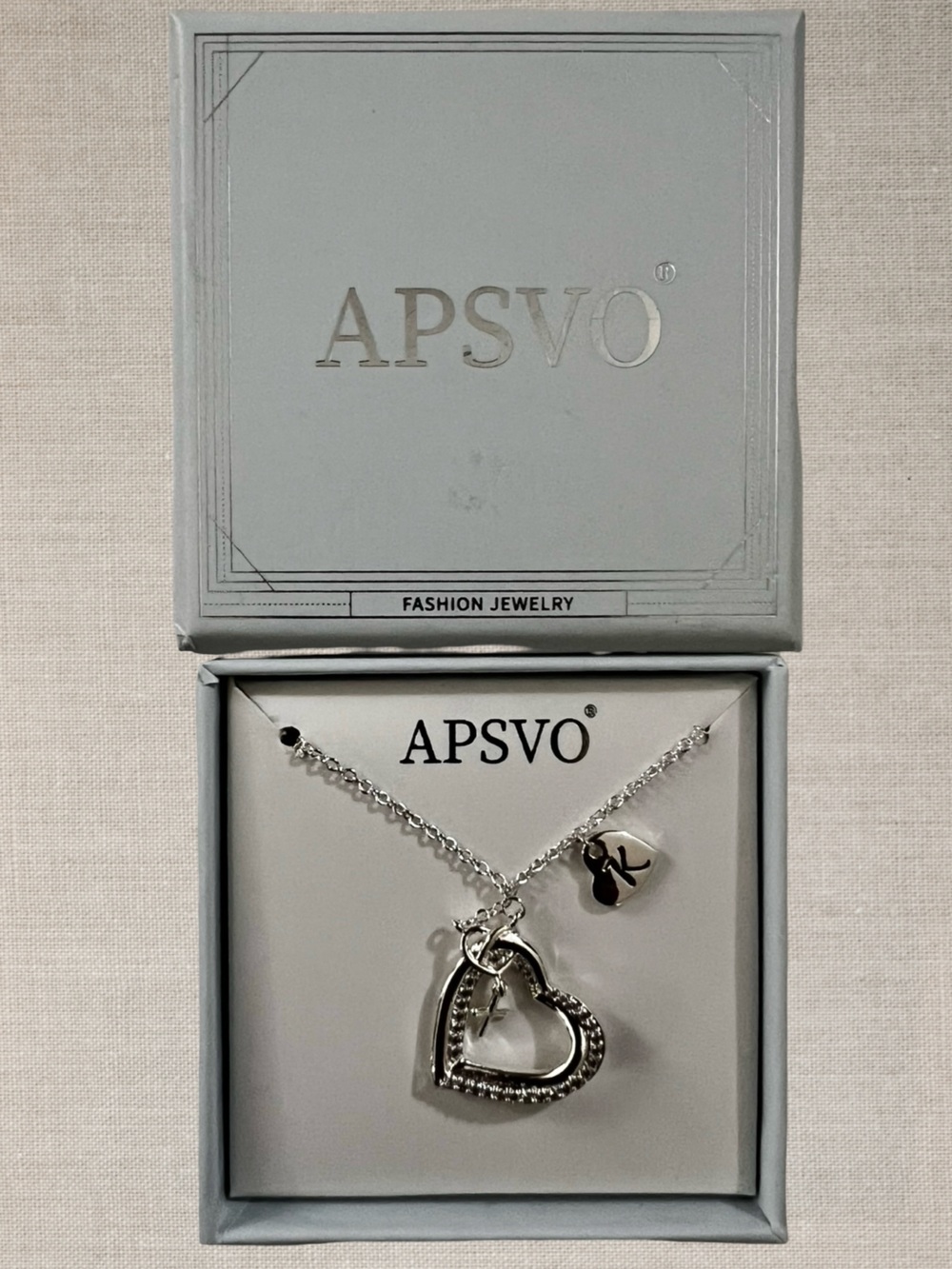 Lot of 3 APSVO Silver Heart Initial Cross Necklaces Letter K - Picture 3 of 3